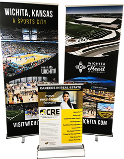 Photo of Multiple Retractable banners of different sizes